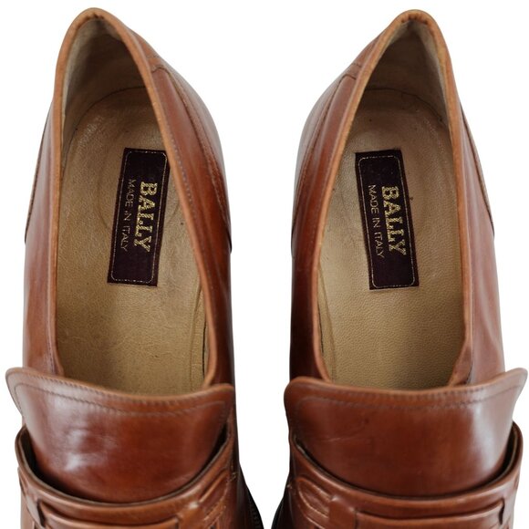 Vintage Bally Italy Brown Leather Dress Shoes Mens size 9 Classic Penny Loafers - Picture 5 of 10